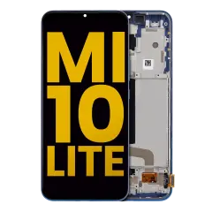 OLED Assembly With Frame Compatible For Xiaomi Mi 10 Lite 5G (Refurbished) (Aurora Blue)