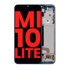 OLED Assembly With Frame Compatible For Xiaomi Mi 10 Lite 5G (Aftermarket Plus) (Aurora Blue)