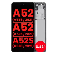 OLED Assembly With Frame Compatible For Samsung Galaxy A52 4G (A525 / 2021) / A52 5G (A526 / 2021) / A52S 5G (A528 / 2021) (6.46") (Aftermarket Plus) (Awesome White)