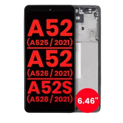 OLED Assembly With Frame Compatible For Samsung Galaxy A52 4G (A525 / 2021) / A52 5G (A526 / 2021) / A52S 5G (A528 / 2021) (6.46") (Aftermarket Plus) (Awesome Black)