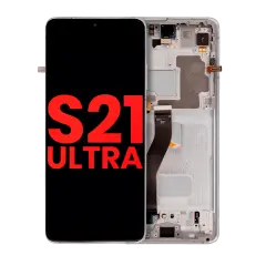 OLED Assembly With Frame Compatible For Samsung Galaxy S21 Ultra 5G (Aftermarket Plus) (Phantom Silver)