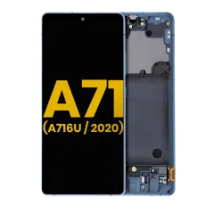 OLED Assembly With Frame Compatible For Samsung Galaxy A71 5G (A716U / 2020) (Refurbished) (Prism Cube Blue)