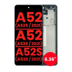 OLED Assembly With Frame Compatible For Samsung Galaxy A52 4G (A525 / 2021) / A52 5G (A526 / 2021) / A52S 5G (A528 / 2021) (6.36") (Aftermarket Plus) (Awesome Blue)