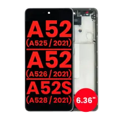 OLED Assembly With Frame Compatible For Samsung Galaxy A52 4G (A525 / 2021) / A52 5G (A526 / 2021) / A52S 5G (A528 / 2021) (6.36") (Aftermarket Plus) (Awesome White)