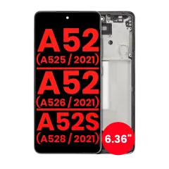 OLED Assembly With Frame Compatible For Samsung Galaxy A52 4G (A525 / 2021) / A52 5G (A526 / 2021) / A52S 5G (A528 / 2021) (6.36") (Aftermarket Plus) (Awesome Black)