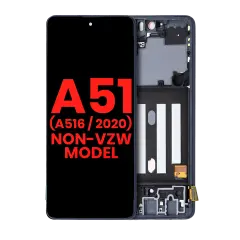 OLED Assembly With Frame Compatible For Samsung Galaxy A51 5G (A516 / 2020) (Non-Verizon 5G UW Frame) (6.46") (Aftermarket Plus) (Prism Cube Black)