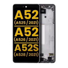 OLED Assembly With Frame Compatible For Samsung Galaxy A52 4G (A525 / 2021) / A52 5G (A526 / 2021) / A52S 5G (A528 / 2021) (Refurbished) (Awesome Black)