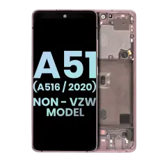 OLED Assembly With Frame Compatible For Samsung Galaxy A51 5G (A516 / 2020) (Non-Verizon 5G UW Frame) (Service Pack) (Prism Cube Pink)
