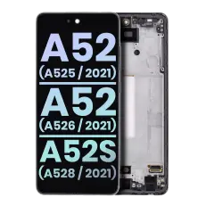 OLED Assembly With Frame Compatible For Samsung Galaxy A52 4G (A525 / 2021) / A52 5G (A526 / 2021) / A52S 5G (A528 / 2021) (Service Pack) (Awesome Black)