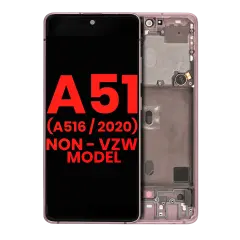 OLED Assembly With Frame For Samsung Galaxy A51 5G (A516 / 2020) (Non-Verizon 5G UW Frame) (6.46") (Aftermarket Plus) (Prism Cube Pink)