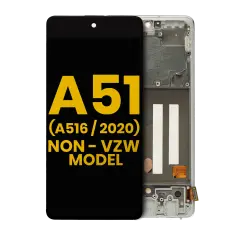 OLED Assembly With Frame Compatible For Samsung Galaxy A51 5G (A516 / 2020) (Non-Verizon 5G UW Frame) (Refurbished) (Prism Cube White)