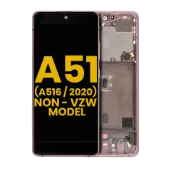 OLED Assembly With Frame Compatible For Samsung Galaxy A51 5G (A516 / 2020) (Non-Verizon 5G UW Frame) (Refurbished) (Prism Cube Pink)