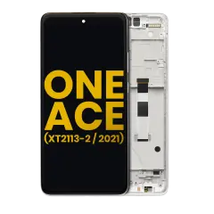 LCD Assembly With Frame Compatible For Motorola One 5G Ace (XT2113-2 / 2021) (Refurbished) (Frosted Silver)