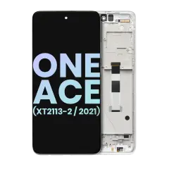 LCD Assembly With Frame For Motorola One 5G Ace (XT2113-2 / 2021) (Genuine OEM) (Frosted Silver)