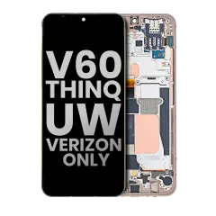 OLED Assembly With Frame Compatible For LG V60 ThinQ 5G UW (Verizon 5G UW Frame Only) (Used OEM Pull: Grade B/C) (Classy Blue / Gold Frame)