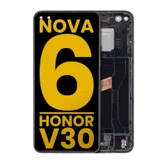 LCD Assembly With Frame Compatible For Huawei Nova 6 5G / Honor V30 (Refurbished) (Black)