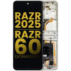 OLED Assembly With Frame Compatible For Motorola Razr 2025 / Razr 60 (XT2553 / 2025) (Refurbished) (Lightest Sky)