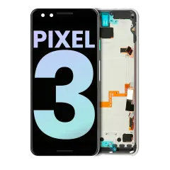 OLED Assembly With Frame For Google Pixel 3 (Genuine OEM) (Clearly White)