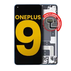 OLED Assembly With Frame Compatible For OnePlus 9 (North America) (Refurbished) (Arctic Sky)
