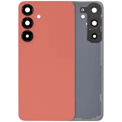Back Cover Glass With Camera Lens Compatible For Samsung Galaxy S25 Plus 5G (No Logo) (Aftermarket Plus) (Coral Red)
