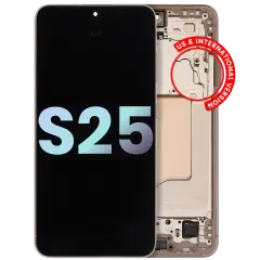 OLED Assembly With Frame Compatible For Samsung Galaxy S25 5G (US & International) (Service Pack) (Pink Gold)