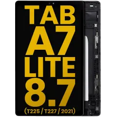 LCD Assembly With Frame Compatible For Samsung Galaxy Tab A7 Lite 8.7" (2021) (T225 / T227) (Cellular Version) (Refurbished) (Black)