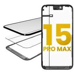 3 in 1  (Glass With OCA Pre-Installed + Frame) Compatible For iPhone 15 Pro Max (OCA Master)