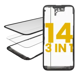 3 in 1  (Glass With OCA Pre-Installed + Frame) Compatible For iPhone 14 (OCA Master)
