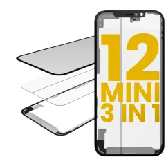 3 in 1  (Glass With OCA Pre-Installed + Frame) Compatible For iPhone 12 Mini (OCA Master)