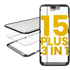 3 in 1  (Glass With OCA Pre-Installed + Frame) Compatible For iPhone 15 Plus (OCA Master)