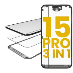 3 in 1  (Glass With OCA Pre-Installed + Frame) Compatible For iPhone 15 Pro (OCA Master)