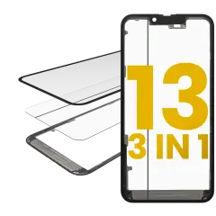 3 in 1  (Glass With OCA Pre-Installed + Frame) Compatible For iPhone 13 (OCA Master)