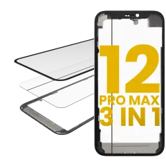 3 in 1  (Glass With OCA Pre-Installed + Frame) Compatible For iPhone 12 Pro Max (OCA Master)