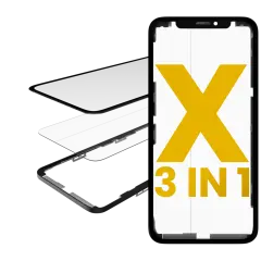 3 in 1  (Glass With OCA Pre-Installed + Frame) Compatible For iPhone X (OCA Master)