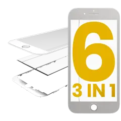 3 in 1 (Front Glass + Frame + OCA Pre-Installed) For iPhone 6 (White) (2 Pack)