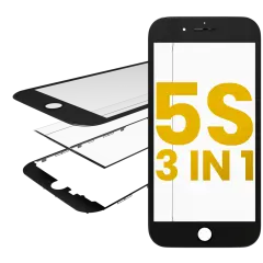 3 in 1 (Front Glass + Frame + OCA Pre-Installed) For iPhone 5S (2 Pack) (Black)