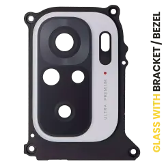 Back Camera Lens With Bracket / Bezel Compatible For Xiaomi Redmi Note 10 (Pebble White)