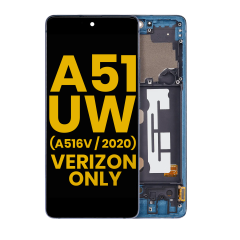 OLED Assembly With Frame For Samsung Galaxy A51 5G UW (A516V / 2020) (Verizon 5G UW Frame Only) (Refurbished) (Prism Bricks Blue)