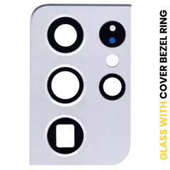 Back Camera Lens With Cover Bezel Ring Compatible For Samsung Galaxy S21 Ultra (Phantom Silver)