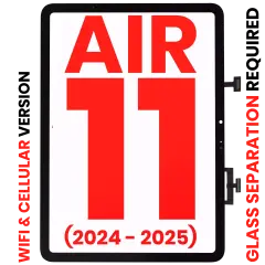 Digitizer Compatible For iPad Air 11" (2024) / Air 11" (2025) (Glass Separation Required) (WiFi / Cellular) (Aftermarket Plus) (Black)