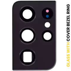 Back Camera Lens With Cover Bezel Ring Compatible For Samsung Galaxy S21 Ultra 5G (Phantom Black)