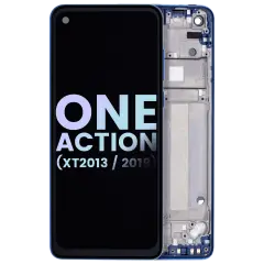 LCD Assembly With Frame Compatible For Motorola One Action (XT2013-1 / XT2013-2 / XT2013-4 / 2019) (Genuine OEM) (Denim Blue)
