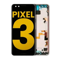 OLED Assembly With Frame Compatible For Google Pixel 3 (Refurbished) (Clearly White)
