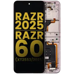 OLED Assembly With Frame Compatible For Motorola Razr 2025 / Razr 60 (XT2553 / 2025) (Refurbished) (Parfait Pink)