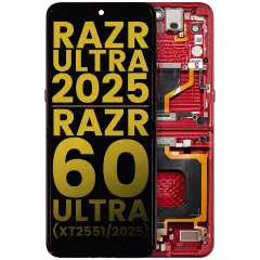 OLED Assembly With Frame Compatible For Motorola Razr Ultra 2025 (XT2551 / 2025) / Razr 60 Ultra (XT2551 / 2025) (Refurbished) (Rio Red)