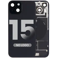 Back Glass w/ MagSafe Magnet & NFC & Flashlight Flex For iPhone 15 (Aftermarket) (Black) (No Logo)