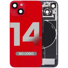 Back Glass With Steel Plate With Wireless NFC & MagSafe Magnet Pre-Installed For iPhone 14 (No Logo) (Red)