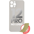 Back Glass With 3M Adhesive Compatible For iPhone 12 Pro (No Logo / Large Camera Hole) (Silver)