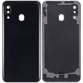 Back cover Glass With Camera Lens Compatible For Samsung Galaxy A20 (A205 / 2019) (Aftermarket Plus) (Black)