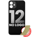 Back Glass With 3M Adhesive Compatible For iPhone 12 (No Logo / Large Camera Hole) (Black)